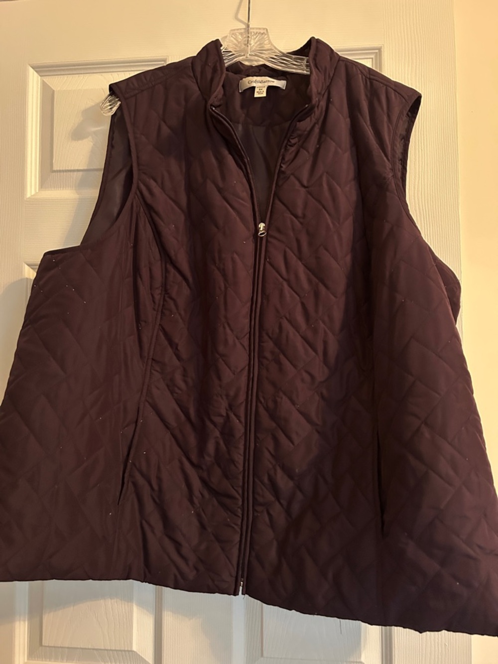croft & barrow Quilted Sleeveless Puffer Vest in Deep Plum